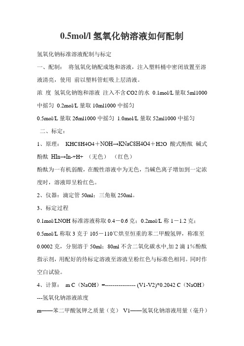 0.5moll氢氧化钠溶液配制