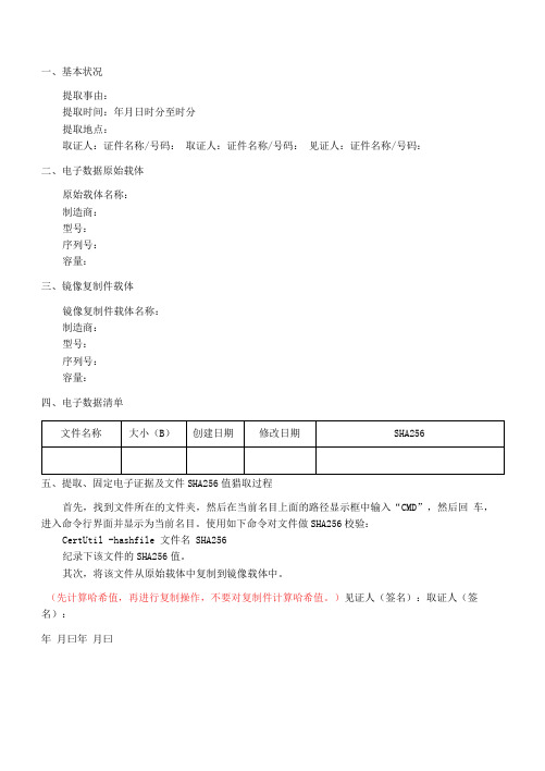 提取、固定电子证据记录