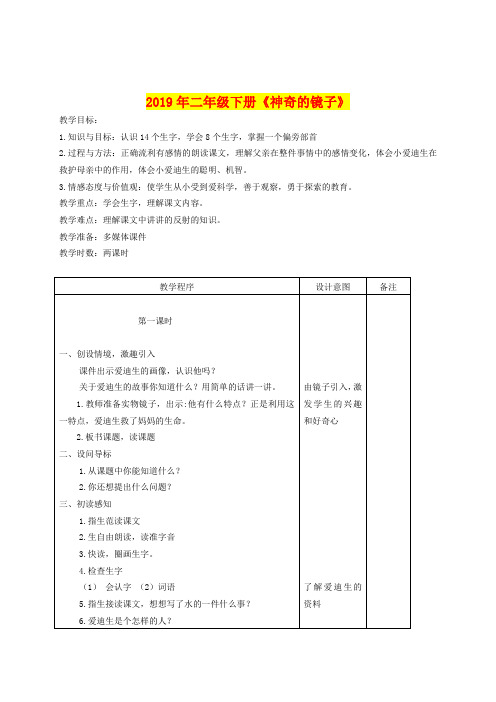 2019年二年级下册《神奇的镜子》