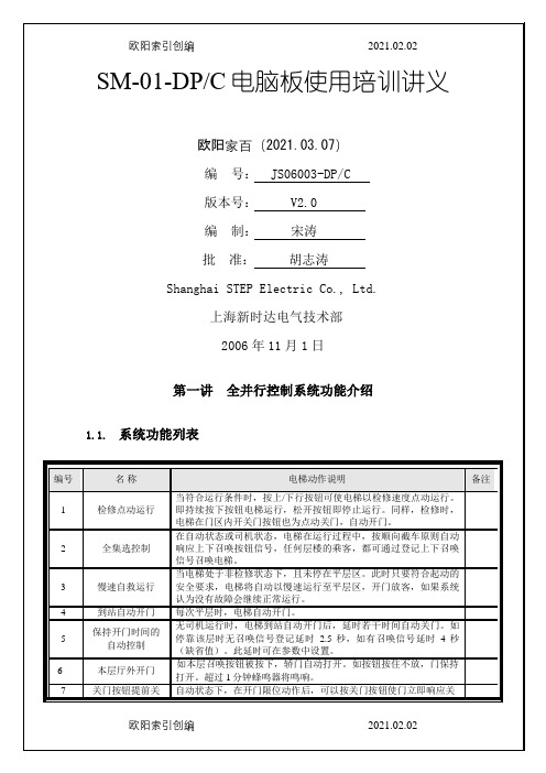 新时达SM-01-DPC调试资料之欧阳索引创编