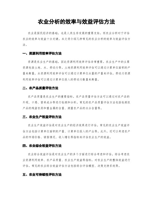 农业分析的效率与效益评估方法