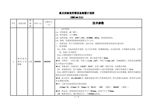 重点实验室所需设备购置计划表