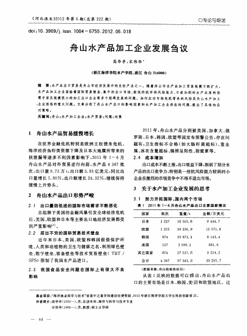 舟山水产品加工企业发展刍议