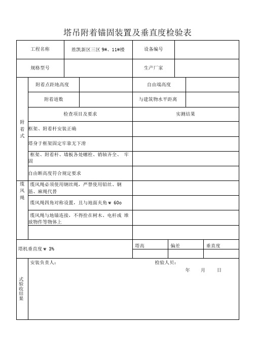 塔吊附着锚固装置及垂直度检验表