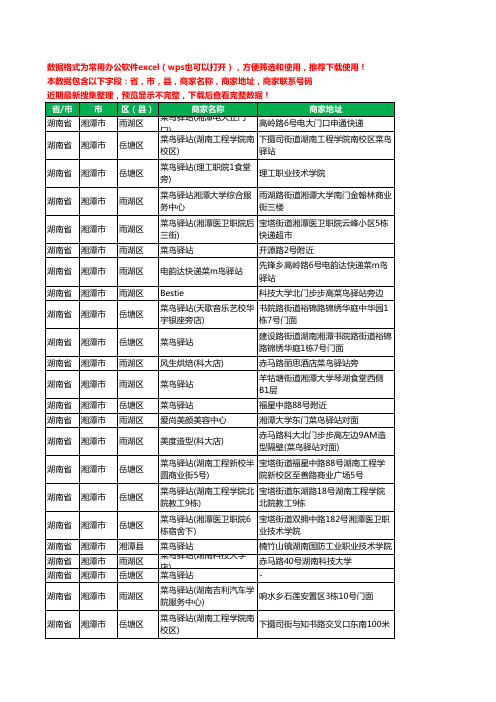 2020新版湖南省湘潭市菜鸟驿站工商企业公司商家名录名单联系电话号码地址大全23家