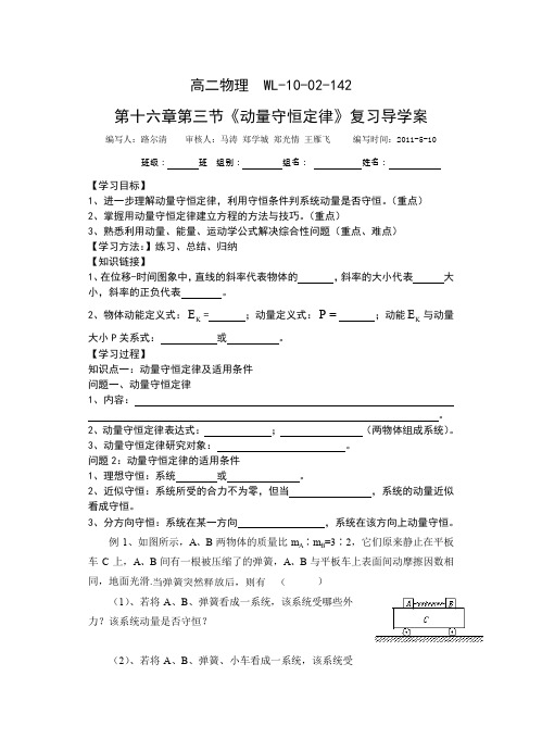 《动量守恒定律》复习导学案正式 (2)