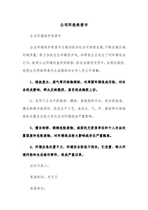 公司环保承诺书（2篇）