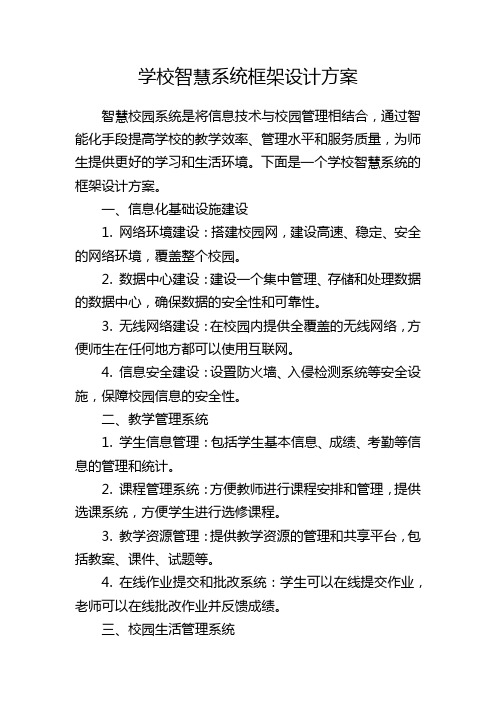 学校智慧系统框架设计方案