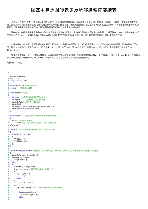 图基本算法图的表示方法邻接矩阵邻接表