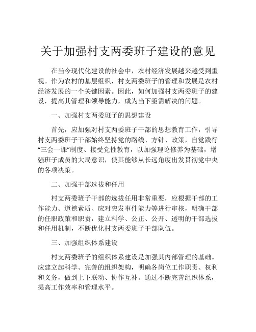 关于加强村支两委班子建设的意见