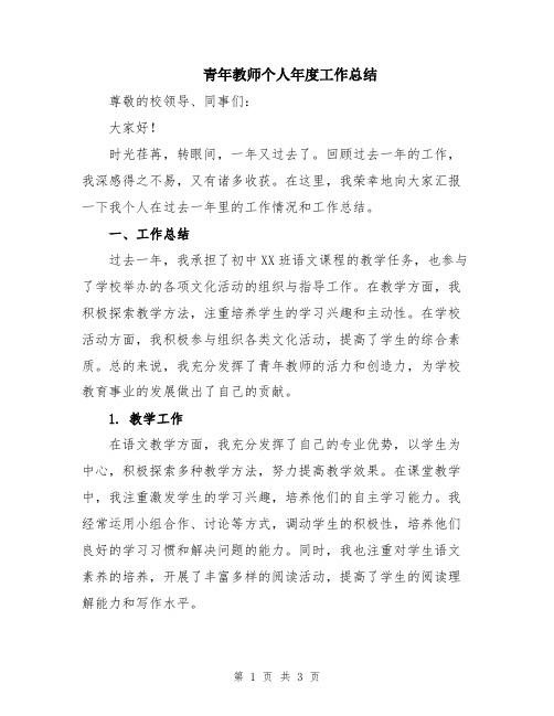 青年教师个人年度工作总结