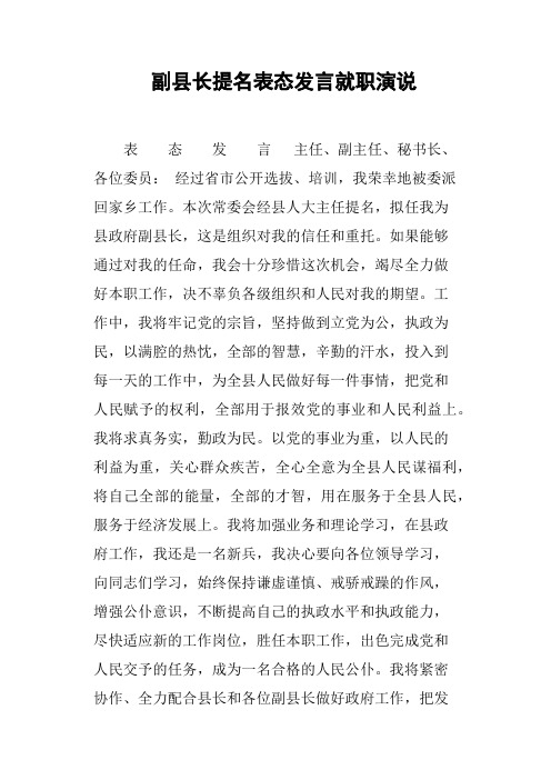 副县长提名表态发言就职演说