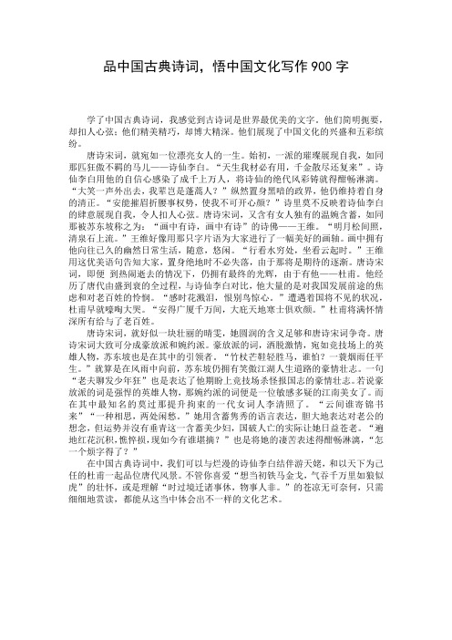 品中国古典诗词,悟中国文化写作900字