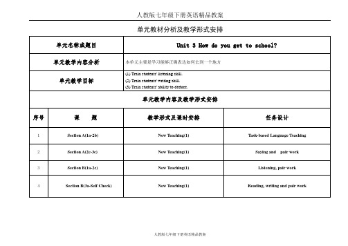 人教版七年级下册英语精品教案Unit 3