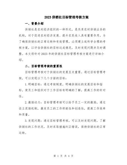 2023供销社目标管理考核方案