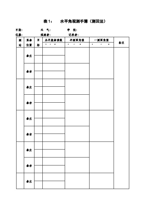 导线测量记录及计算表格