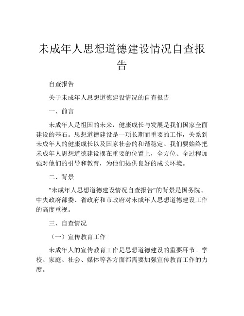 未成年人思想道德建设情况自查报告