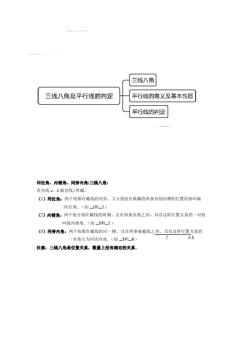 三线八角及平行线的判定