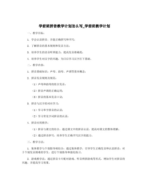 学前班拼音教学计划怎么写_学前班教学计划