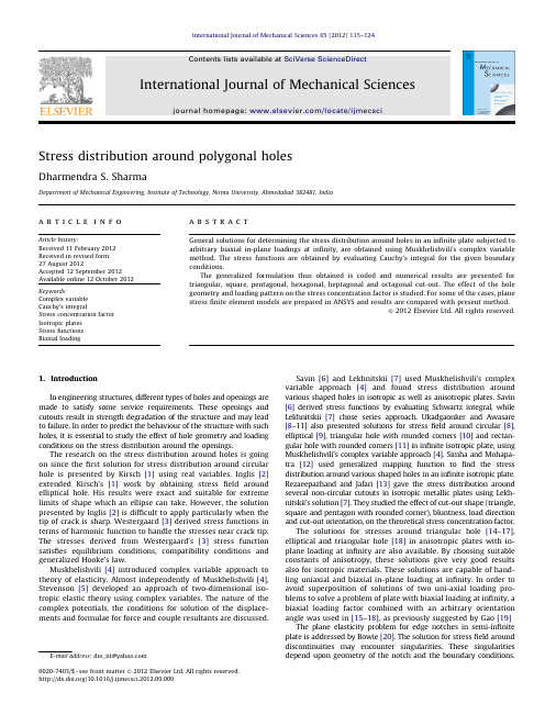外文翻译原文--多边形孔周边应力场的分布