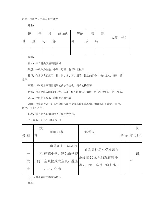 电影分镜头脚本格式