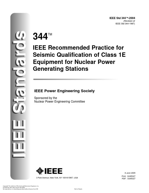 IEEE 344-2004 Siesmic Qualification of Class 1E equipment