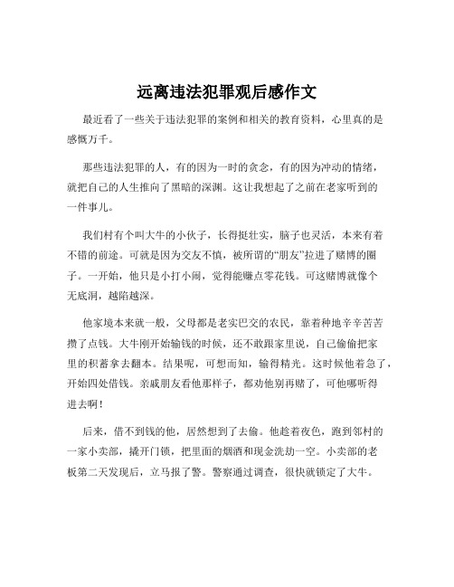 远离违法犯罪观后感作文