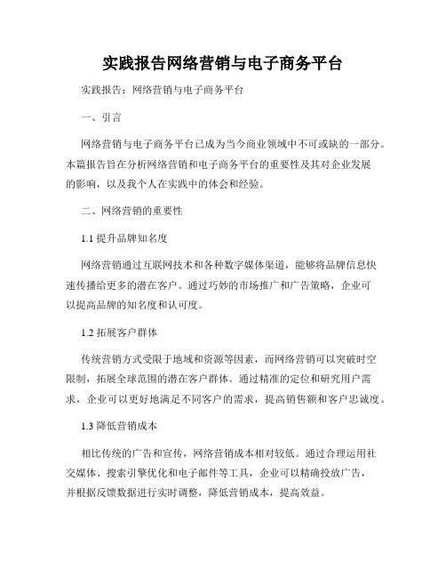 实践报告网络营销与电子商务平台