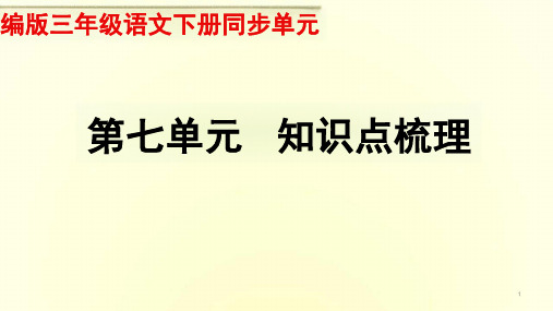 部编版三年级语文下册第七单元复习ppt课件(字词句段篇)