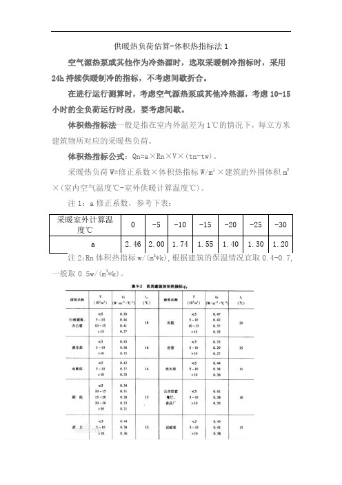 005-体积法-采暖热负荷的估算办法