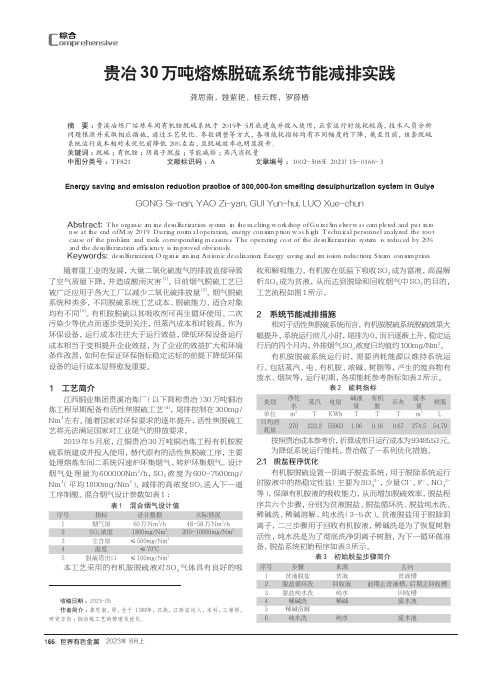 贵冶30万吨熔炼脱硫系统节能减排实践