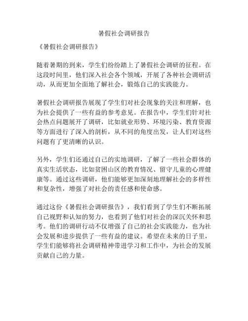 暑假社会调研报告