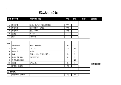 展览演出设备清单