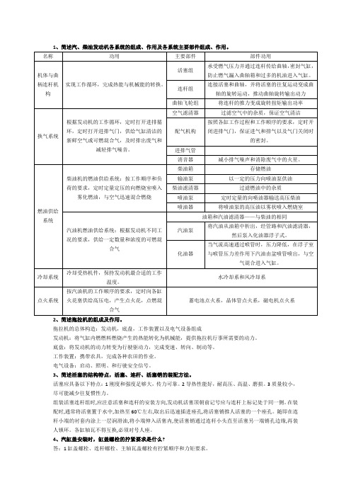 汽车拖拉机学实验复习-答案