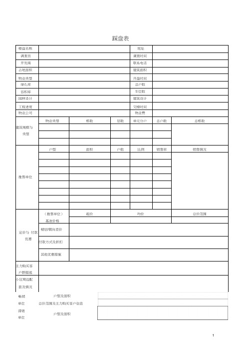 房地产标准踩盘表格模板