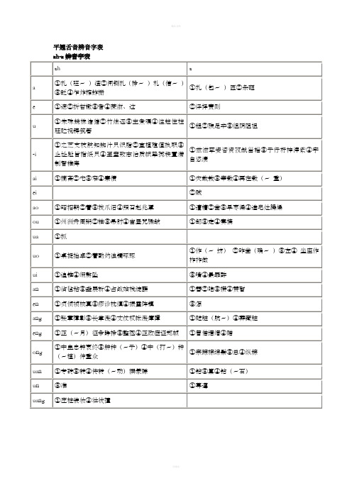 平翘舌音辨音字表