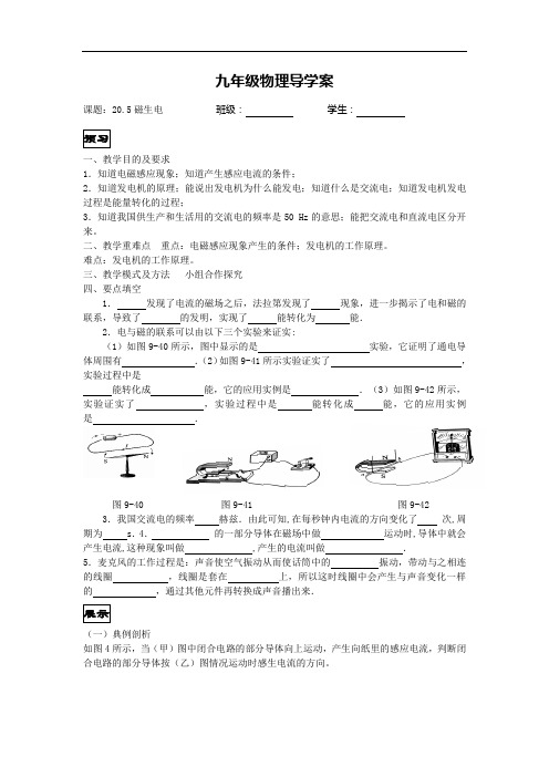 (人教版)九年级物理导学案：20.5磁生电