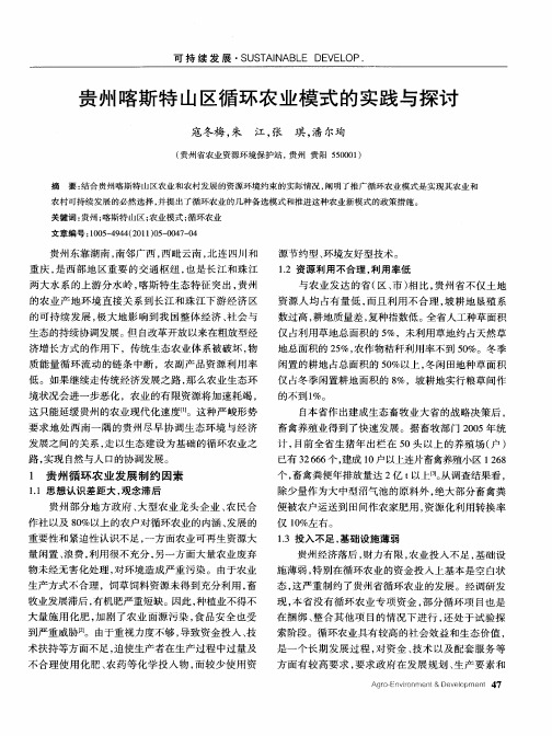 贵州喀斯特山区循环农业模式的实践与探讨