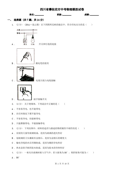 四川省攀枝花市中考物理模拟试卷