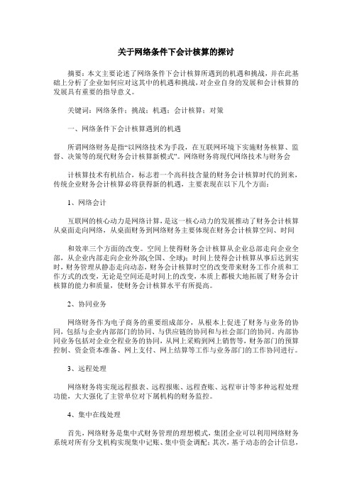 关于网络条件下会计核算的探讨