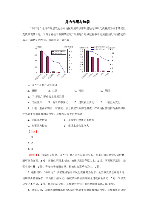 2019年高考地理考点专项训练：外力作用与地貌