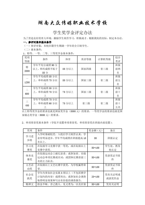 学生奖学金评定办法及处分类型