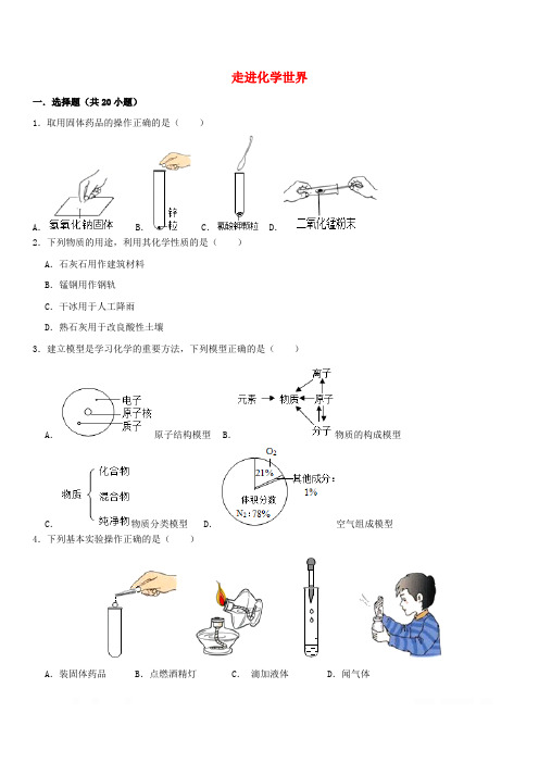 2020届中考化学一轮复习走进化学世界专题强化练习卷