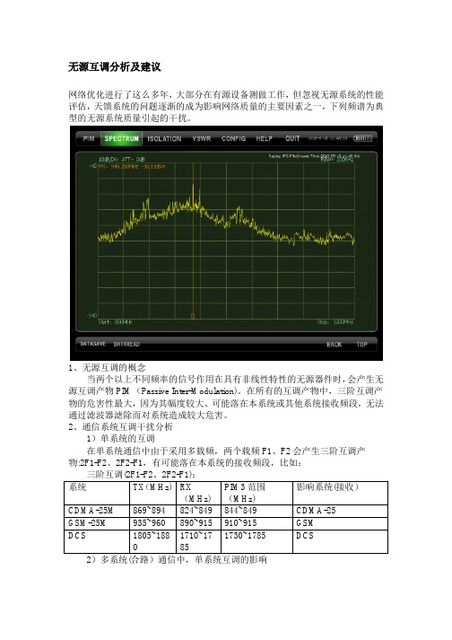 无源互调分析及建议