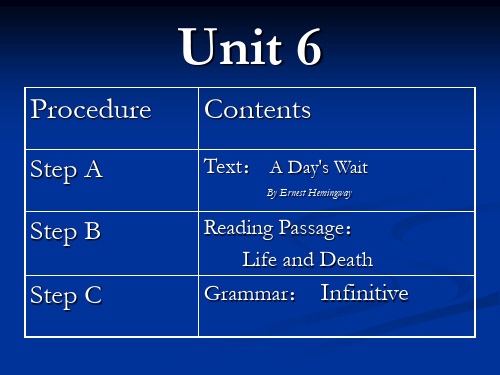 Unit 6 A Day's Wait