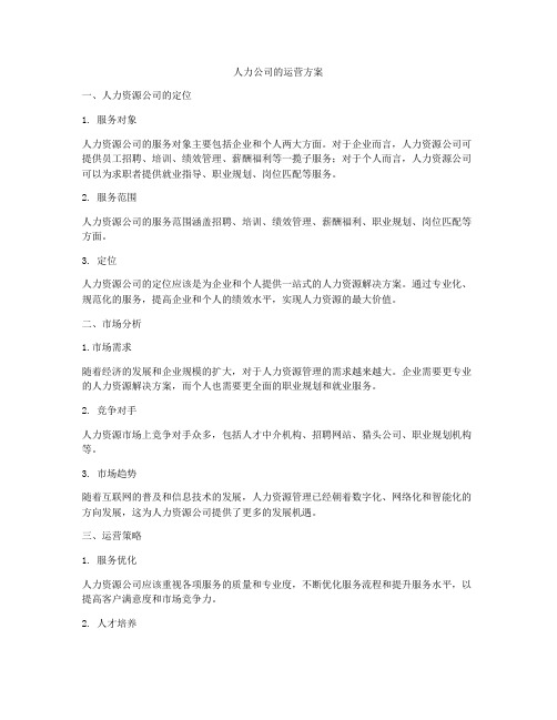 人力公司的运营方案