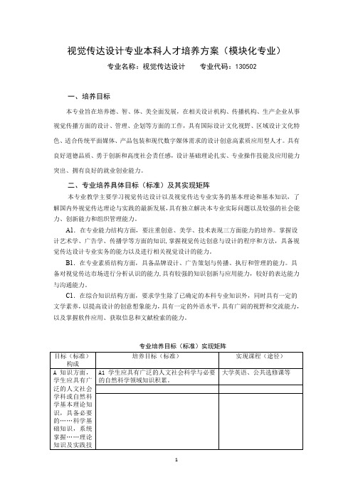 专业本科人才培养方案(模块化专业)-125学分