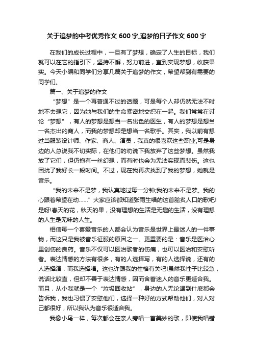 关于追梦的中考优秀作文600字,追梦的日子作文600字