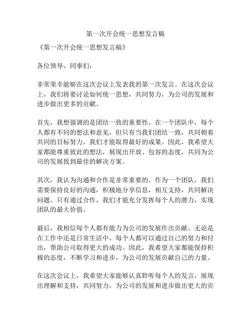 第一次开会统一思想发言稿