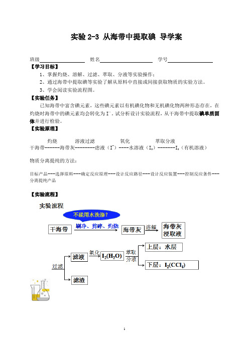 实验2-3 从海带中提取碘 学案